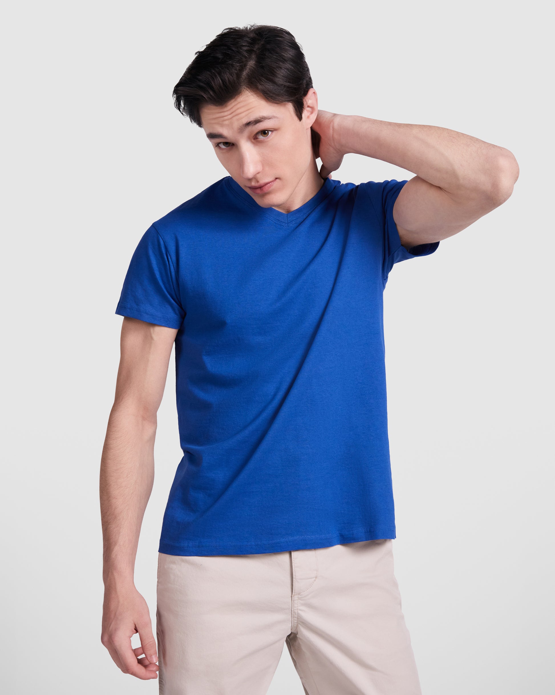 T-shirt homme col V personnalisable 'Samoyedo' 155 gr/m² - Flock élite