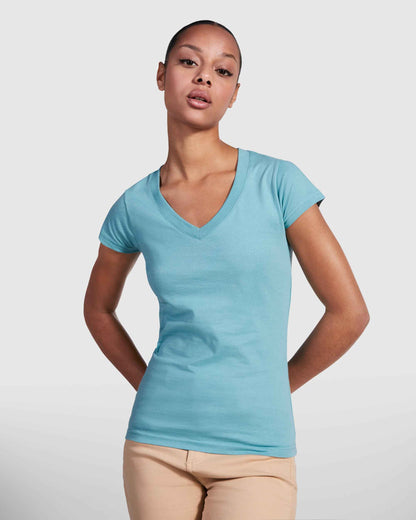 T-shirt femme col V personnalisable 'Victoria' 155 gr/m² - Flock élite