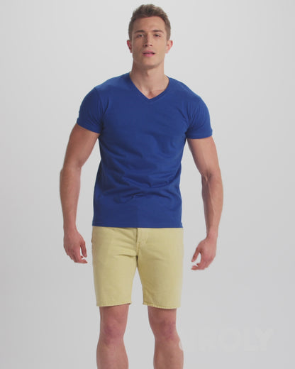 T-shirt homme col V personnalisable 'Samoyedo' 155 gr/m²